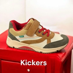 Baskets Garon KICKERS RUNRUN Kaki camel rouge