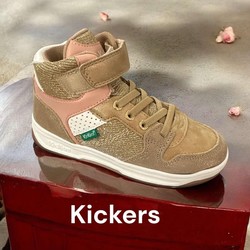 Baskets Filles KICKERS KICKADO Beige Rose Glitter